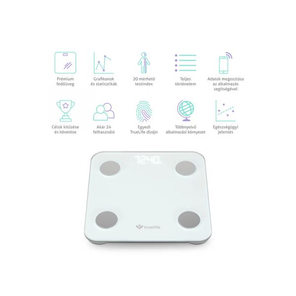 Truelife TLCSMFSW1NNWA FitScale W1 BT okosmérleg, fehér (8595720000000)